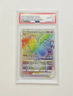 POKEMON PSA 10 SWSH Brilliant Stars Charizard VSTAR 174/172 Secret Rare - Image 1