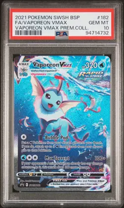 PSA 10 Gem Mint Vaporeon VMAX #182 FA 2021 Pokemon SWSH BSP Vaporeon Vmax Coll - Image 1