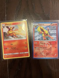 Lot Vintage Pokemon Cards - Flareon SM 186 Promo & Flareon 12/116 Plasma Freeze - Image 1