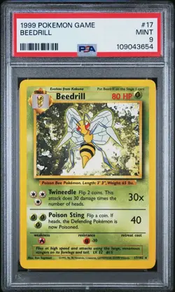 PSA 9 MINT Pokemon TCG Beedrill 017/102 Base Set Regular Vintage WOTC Slab - Image 1