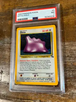 POKEMON 1999 Fossil DITTO Holo #3 PSA 7 Near Mint RARE - Image 1
