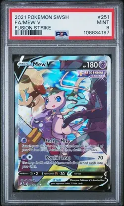 PSA 9 MEW V 251 FUSION STRIKE ALT ART SWORD & SHIELD POKEMON MINT - Image 1