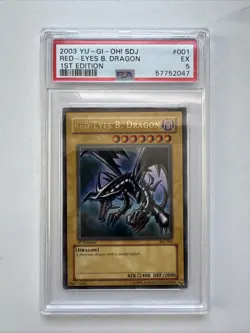 2003 Yugioh Red Eyes Black Dragon - 1st Ed - SDJ-001 - PSA 5 - Image 1