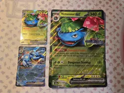 Venusaur ex 001 and Blastoise ex 030 Stellar Crown Stamp Card+ Jumbo Venusaur ex - Image 1