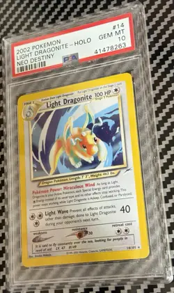 2002 Pokemon Neo Destiny # 14 Light Dragonite Holo PSA 10 Card LOW POP GEM MINT! - Image 3