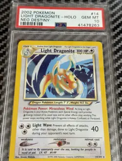 2002 Pokemon Neo Destiny # 14 Light Dragonite Holo PSA 10 Card LOW POP GEM MINT! - Image 4