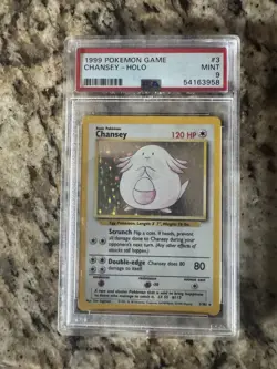 PSA 9 Pokemon Base Set Unlimited Holo Rare Chansey 3/102 MINT Condition!! - Image 1