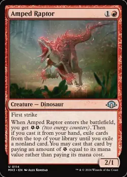NM-Mint, English MTG Regular Amped Raptor Modern Horizons 3 Magic the Gathering - Image 1