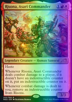 MTG Risona, Asari Commander (233/572) Kamigawa Neon Dynasty LP FOIL - Image 1