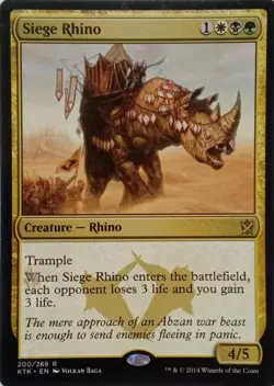 200/269 SIEGE RHINO RARE KHANS OF TARKIR MTG CARD - Image 1