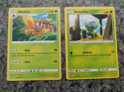 Pokemon Miscut Error Cards Dewpider Burning Shadows Mothim Brilliant Stars - Image 1