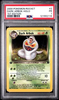 PSA 1 Dark Arbok 2/82 1st Edition Holo Rare Team Rocket Pokemon WoTC PR - Image 1
