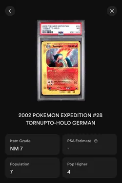 2002 Pokemon TORNUPTO Holo Expedition Base Set 28/165 Deutsch PSA 7 Pack Fresh - Image 3
