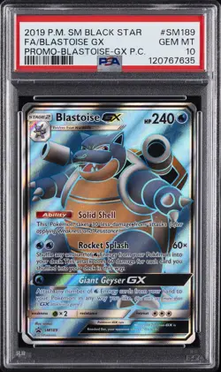 2019 POKEMON SM BLACK STAR PROMO #SM189 FULL ART/BLASTOISE GX PSA 10 - Image 1