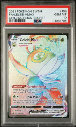 POKEMON CARD - CELEBI VMAX 199/198 CHILLING REIGN HYPER RARE RAINBOW PSA 10 - Image 1
