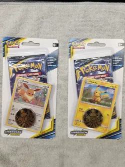 X2 Pokemon Unbroken Bonds Eevee & Pikachu Blister Pack Sun & Moon Sealed - Image 1