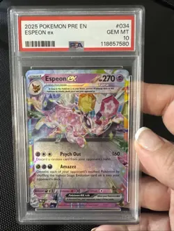 2025 Pokemon Pre English Espeon EX 034/131 Gem Mint PSA 10 - Image 1