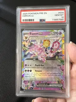2025 Pokemon Pre English Espeon EX 034/131 Gem Mint PSA 10 - Image 3
