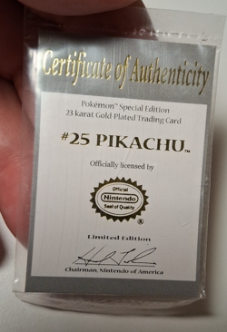 1999 Pokemon Pikachu 23k Gold Plated Card with COA Limited Edition # 25 - Image 4