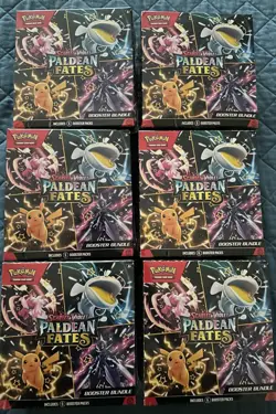 LOT OF 6 Pokemon TCG Scarlet & Violet Paldean Fates SV4.5 Bundle Booster Box NEW - Image 1