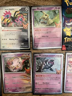 6 Pokemon , Ancient, Future & Mimikyu Trick Or Treat Halloween Cards & Packs Lot - Image 2