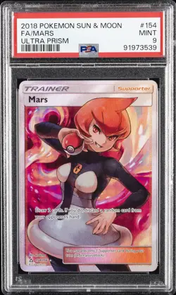2018 POKEMON SUN & MOON ULTRA PRISM #154 FULL ART/MARS PSA 9 - Image 1