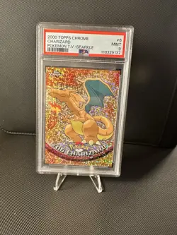 2000 Topps Chrome Pokemon Charizard Pokemon Tv Sparkle #6 PSA 9 POP 13!! - Image 1