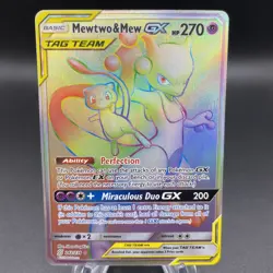 Mewtwo & Mew GX 242/236 Rainbow Secret Rare Pokemon Unified Minds - LP - Image 1
