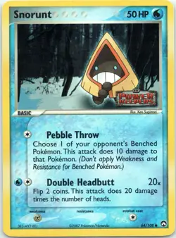 SNORUNT 2007 POKEMON EX POWER KEEPERS STAMP HOLO COMMON 64/108 - Image 1