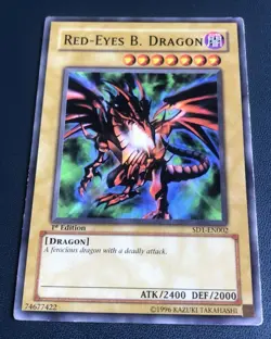 Yugioh TCG Red Eyes B. Dragon SD1-EN002 1st Edition NM Yu-Gi-Oh LP - Image 1