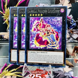 3x Yugioh Playset Imperial Princess Quinquery JUSH-EN045 Rare 1st Ed Near Mint - Image 1