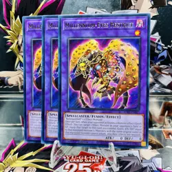 3x Yugioh Playset Millennium-Eyes Restrict JUSH-EN047 Rare 1st Ed Near Mint - Image 1