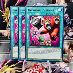 3x Yugioh Playset Obedience Schooled JUSH-EN029 Rare 1st Ed Near Mint - Image 1