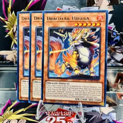 3x Yugioh Playset Dracotail Urgula JUSH-EN004 Rare 1st Ed Near Mint - Image 1