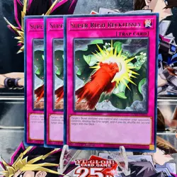 3x Yugioh Playset Super Rush Recklessly JUSH-EN055 Rare 1st Ed Near Mint - Image 1