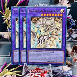 3x Yugioh Playset Mysterion the Dragon Crown JUSH-EN013 Rare 1st Ed Near Mint - Image 1