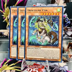 3x Yugioh Playset Dracotail Pan JUSH-EN003 Rare 1st Ed Near Mint - Image 1