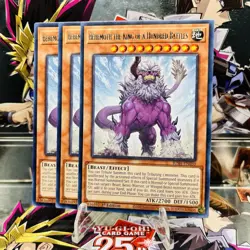 3x Yugioh Playset Behemoth the King of a Hundred Battles JUSH-EN050 Rare NM - Image 1
