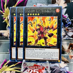 3x Yugioh Playset Number 61: Volcasaurus JUSH-EN043 Rare 1st Ed Near Mint - Image 1