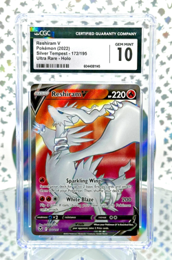 CGC 10 Reshiram V 172/195 Silver Tempest Full Art Ultra Rare Pokemon Card - Image 1
