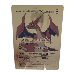 Pokemon Ultra Charizard GX 150000hp Gold Foil Fan Art Collector Card TCG - Image 1