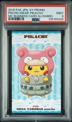 Poncho-Wearing Pikachu Slowbro Pokemon 2015 M C Business Card Japanese PSA 9 - Image 1