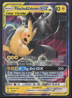 Pikachu & Zekrom GX 33/181 - Sun & Moon Tag Team - Pokemon TCG Card NM - Image 1