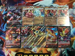Pokemon Card Bulk Lot EX/MEGA/GX/VMAX/V - Fire Type 10 Cards - Image 1
