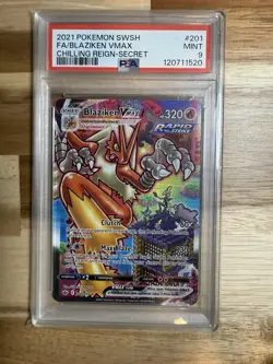 2021 Pokemon English Chilling Reign #201 Blaziken Vmax Secret Rare PSA 9 MINT - Image 1