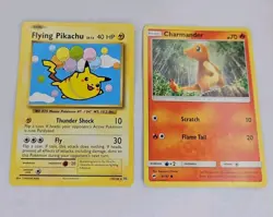 Pokemon Cards Flying Pikachu 110 / 108 & Charmander 18/147 2016 & 2017 VGC - Image 1