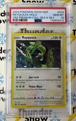⚡❄ 2024 Pokemon SWSH BSP #029 Rayquaza Holo Sea & Sky Black Star Promo PSA 10 - Image 1