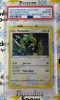 ⚡❄ 2024 Pokemon SWSH BSP #029 Rayquaza Holo Sea & Sky Black Star Promo PSA 10 - Image 1