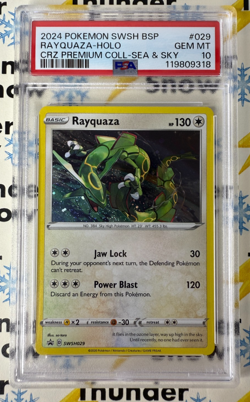 ⚡❄ 2024 Pokemon SWSH BSP #029 Rayquaza Holo Sea & Sky Black Star Promo PSA 10 - Image 1