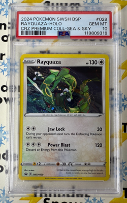 ⚡❄ 2024 Pokemon SWSH BSP #029 Rayquaza Holo Sea & Sky Black Star Promo PSA 10 - Image 1